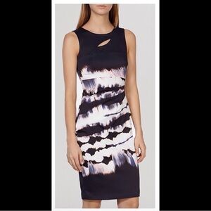 Karen Millen Women’s Cut Out Tie Dye Sheath Dress Knee Length Office Knee Length